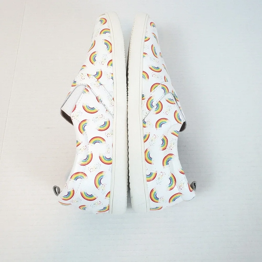Rainbow Leather Slip-On Sneakers Mens 8 Womens 10 Monkey Feet
